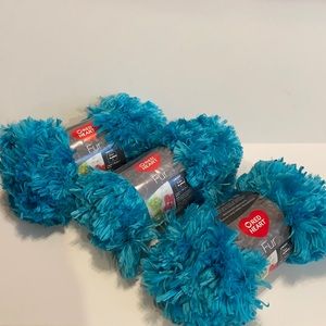 Red Heart Aqua Blue 3 Skeins Fur Yarn 3.5 oz